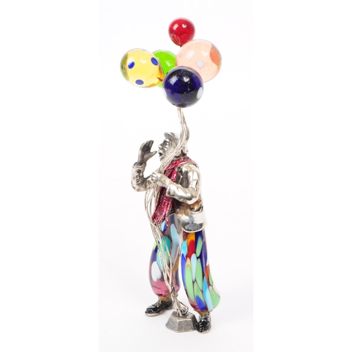 166 - Vittorio Angini - A vintage mid 20th century Italian Murano glass and sterling silver clown figure. ... 