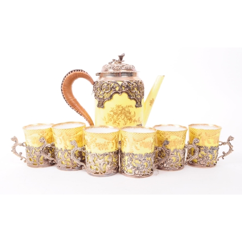 17 - A Victorian Staffordshire porcelain eggshell R 179250 tea / coffee service, comprised of a tea / cof... 