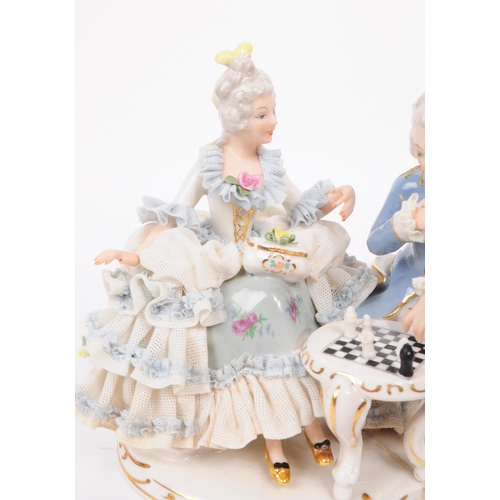 177 - Capodimonte - A 20th century Capodimonte Dresden lace manner porcelain figure. The figure in the for... 