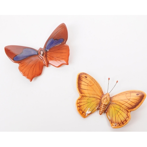 189 - Beswick - Two mid century porcelain butterfly wall hanging figures. Comprised of a Purple Hairstreak... 