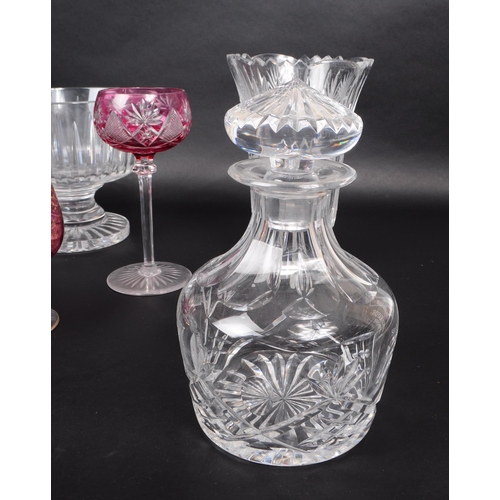 2 - A collection of 20th century crystal cut glass pieces, comprised of two decanters (one with an Atlan... 