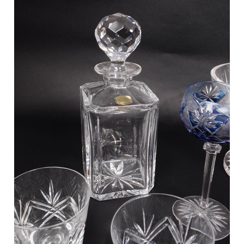 2 - A collection of 20th century crystal cut glass pieces, comprised of two decanters (one with an Atlan... 