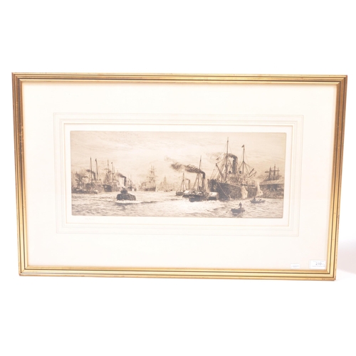 210 - William Lionel Wyllie (1851-1931) - Two early 20th century etchings depicting ships at a harbourside... 