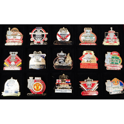 219 - Manchester United - Danbury Mint A collection of eighteen Manchester United enamelled cup winners / ... 