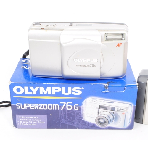 226 - Olympus - A collection of six late 20th century Olympus 35mm point and shoot film cameras. The colle... 