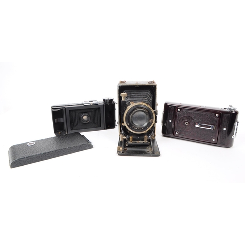 238 - Three early 20th century folding film cameras, comprised of a 1950s Kershaw eight-20 King Penguin ca... 