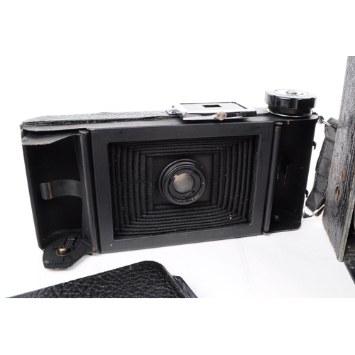 238 - Three early 20th century folding film cameras, comprised of a 1950s Kershaw eight-20 King Penguin ca... 