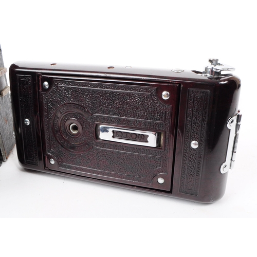 238 - Three early 20th century folding film cameras, comprised of a 1950s Kershaw eight-20 King Penguin ca... 