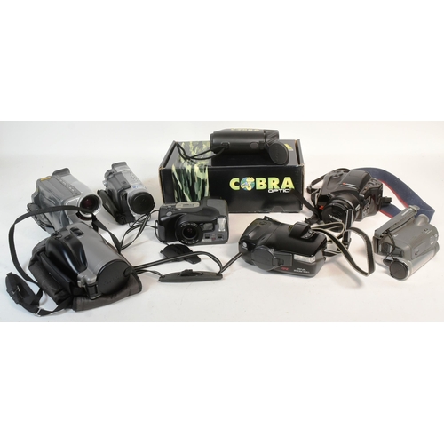 239 - A collection of vintage video and photo cameras, including both digital and film. Comprised of a Can... 