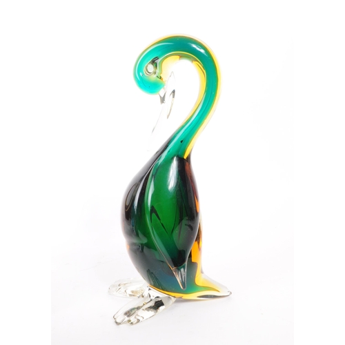 25 - A collection of five mid century glass pieces, comprised of a Murano style duck sculpture, a Laguna ... 