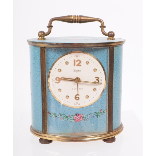 3 - A collection of 20th century assorted perfume bottles, compact case and carriage clock. Including cr... 