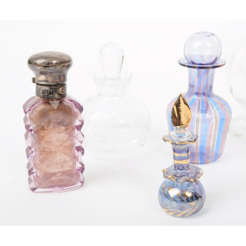 3 - A collection of 20th century assorted perfume bottles, compact case and carriage clock. Including cr... 