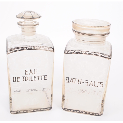 31 - Two late 19th century Victorian glass perfume cologne bottles, comprised of an 'Eau De Toilette' and... 