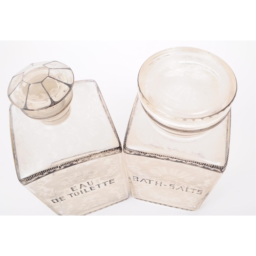 31 - Two late 19th century Victorian glass perfume cologne bottles, comprised of an 'Eau De Toilette' and... 