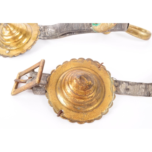 370 - Early 20th century folk horse brasses with leather straps. Longest strap measuring approx. 50cm.... 