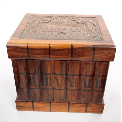 373 - A collection of four 20th century carved wooden trinket / jewllery boxes. Including a small brass ba... 