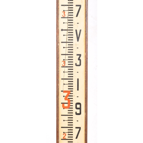 374 - An early 20th century circa 1920s oak & brass three tier surveyors extending measuring rod staff... 