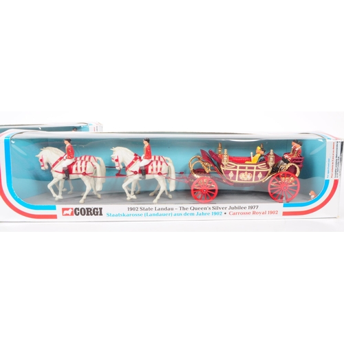 376 - Corgi - Two 1977 Silver Jubilee diecast 1902 State Landau figures. Housed within their original boxe... 