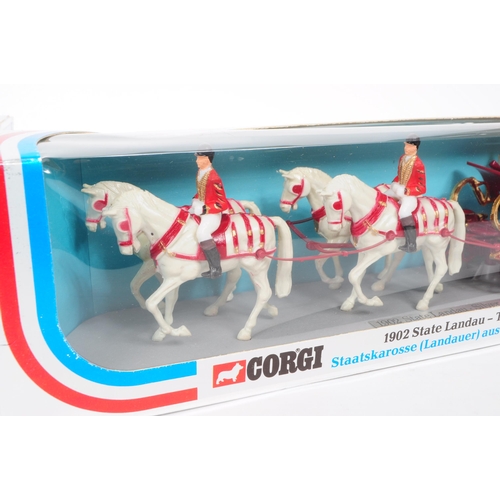 376 - Corgi - Two 1977 Silver Jubilee diecast 1902 State Landau figures. Housed within their original boxe... 