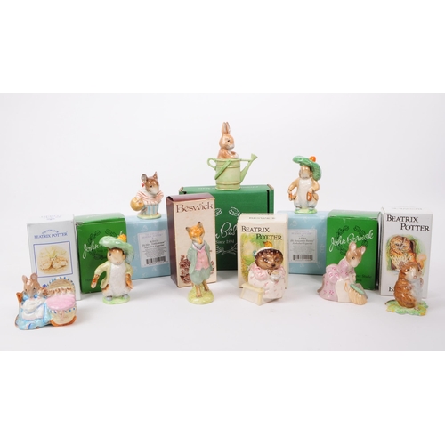 46 - Beswick - A collection of nine 20th century Beatrix Potter porcelain figures. Examples including, 'P... 