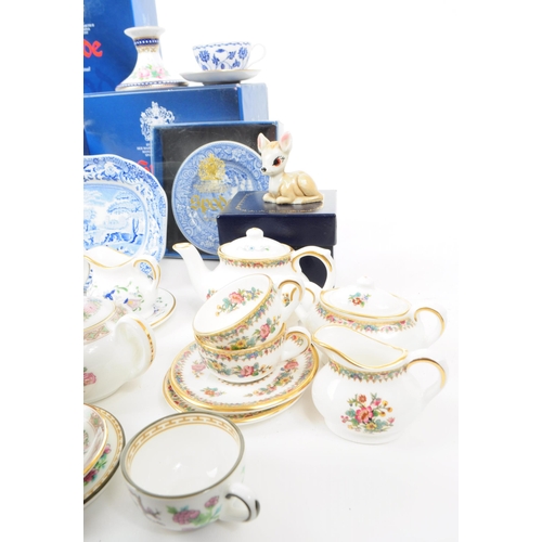 49 - A collection of late 20th century miniature china tea service pieces, including examples by Spode (b... 