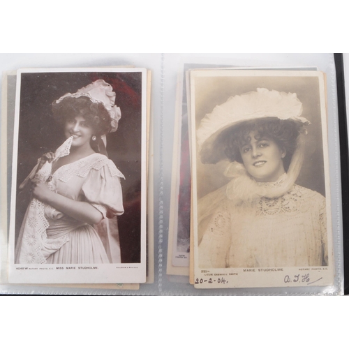 545 - A collection of Edwardian and early 20th century photgraphic portrait postcards. The collection feat... 