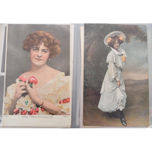 545 - A collection of Edwardian and early 20th century photgraphic portrait postcards. The collection feat... 