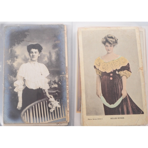 545 - A collection of Edwardian and early 20th century photgraphic portrait postcards. The collection feat... 