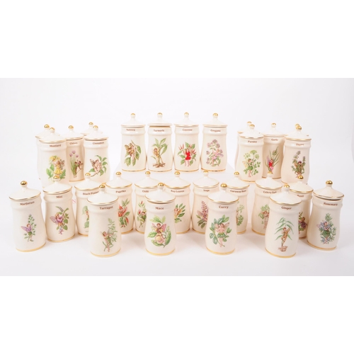 69 - A collection of vintage 1980s and 1990s Flower Fairy ceramic lidded spice jars by Gresham Marketing,... 