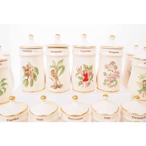 69 - A collection of vintage 1980s and 1990s Flower Fairy ceramic lidded spice jars by Gresham Marketing,... 