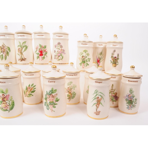 69 - A collection of vintage 1980s and 1990s Flower Fairy ceramic lidded spice jars by Gresham Marketing,... 