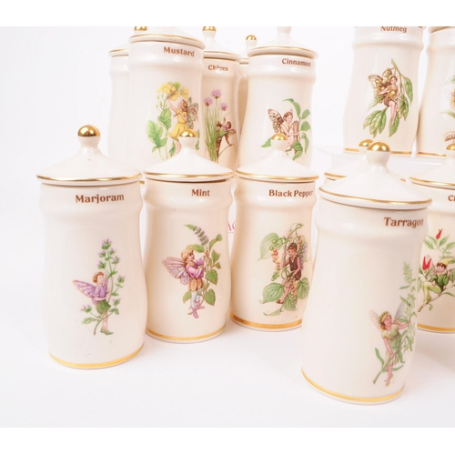 69 - A collection of vintage 1980s and 1990s Flower Fairy ceramic lidded spice jars by Gresham Marketing,... 