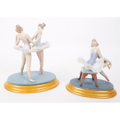 82 - Lladro - Two late 20th century porcelain Ballerina lady figures, comprised of a sitting Ballerina no... 