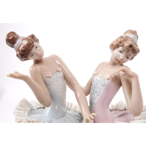 82 - Lladro - Two late 20th century porcelain Ballerina lady figures, comprised of a sitting Ballerina no... 