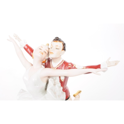 88 - Wallendorf - Late 20th century circa 1960 German porcelain Ballerina dancing couple no. 1707 with ha... 