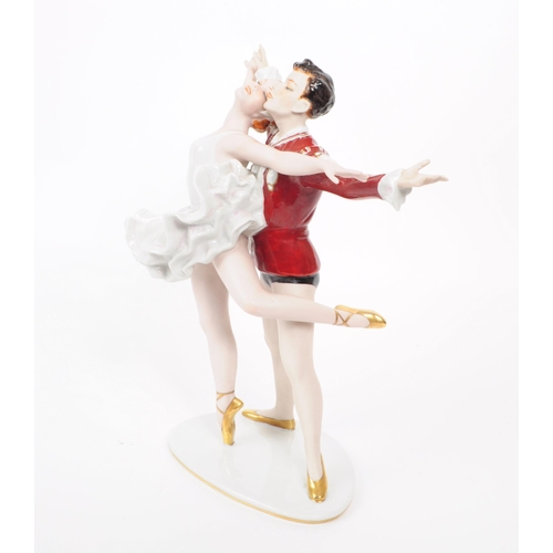 88 - Wallendorf - Late 20th century circa 1960 German porcelain Ballerina dancing couple no. 1707 with ha... 