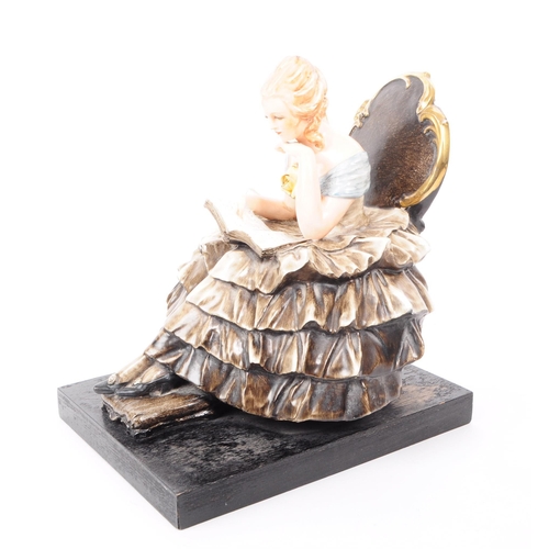 99 - Guido Cacciapuoti - Italy (1892 - 1953) ceramic seated Crinoline lady figure reading a book. Signed ... 