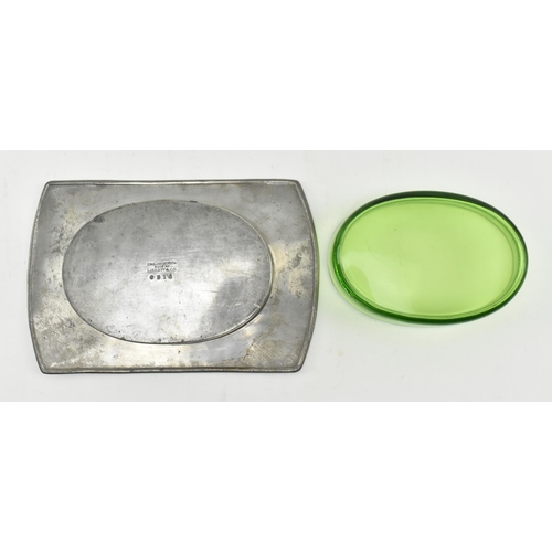 10 - Archibald Knox for Liberty and Co. - a Tudric English Pewter & green glass butter dish, together... 