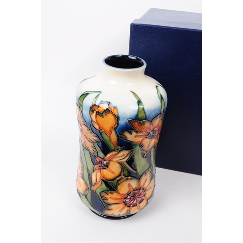 12 - William Moorcroft - Spiraxia pattern - a late 20th century ceramic vase. Tapering circular form, wit... 