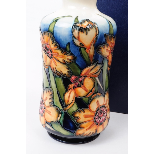 12 - William Moorcroft - Spiraxia pattern - a late 20th century ceramic vase. Tapering circular form, wit... 