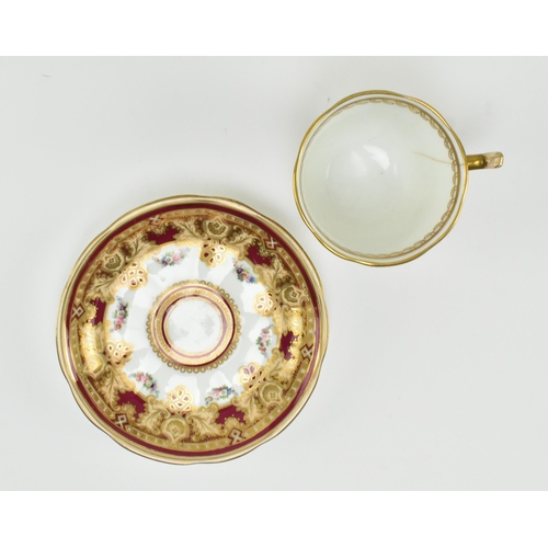 127 - Samuel Alcock for Staffordshire Pottery - an early-mid 19th century c1840 porcelain teacup and sauce... 