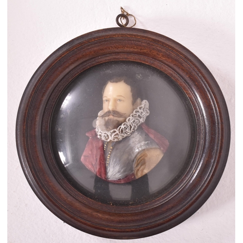 13 - A 19th century Victorian wax portrait of Sir Walter Raleigh, framed & glazed. The portrait depic... 