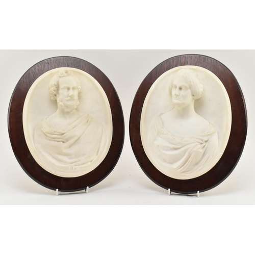 137 - Edward Ambrose (1814-1890) - a pair of mid 19th century white marble busts depicting Irish nobles. D... 