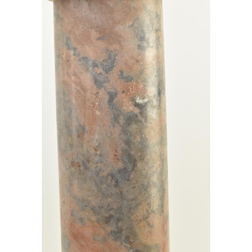 147 - A pair of early 20th century marble and stone classical columns. Each having carved stone tops with ... 