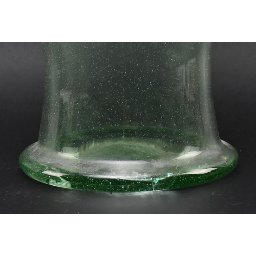 16 - A large 19th century Victorian etched green glass vase. The vase of baluster form having bubble deta... 