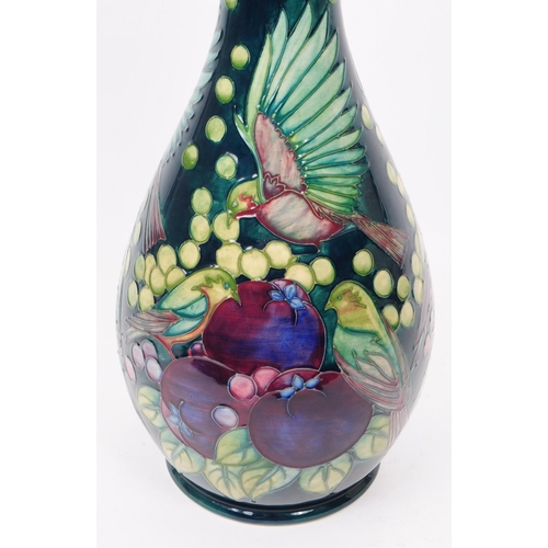 163 - William Moorcroft - Finches and Fruit pattern - a late 20th century ceramic vase designed by Sally T... 