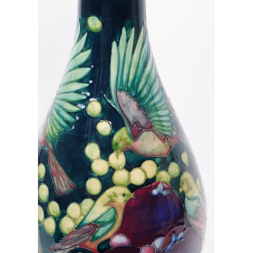 163 - William Moorcroft - Finches and Fruit pattern - a late 20th century ceramic vase designed by Sally T... 