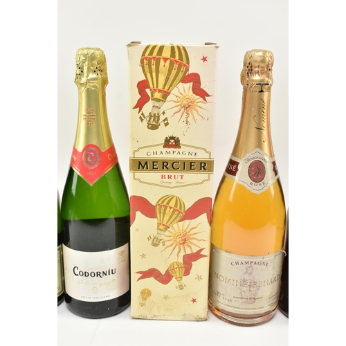 168 - A collection of nine vintage champagne and sparking wine bottles. The lot comprising Codorniu 125th ... 