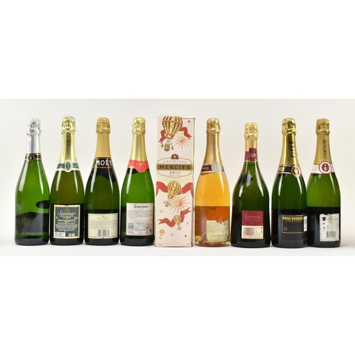 168 - A collection of nine vintage champagne and sparking wine bottles. The lot comprising Codorniu 125th ... 