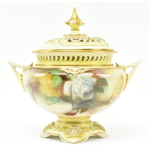 17 - Royal Worcester Hadleyware - an early 20th century Edwardian 1905 porcelain lidded pot pourri dish. ... 